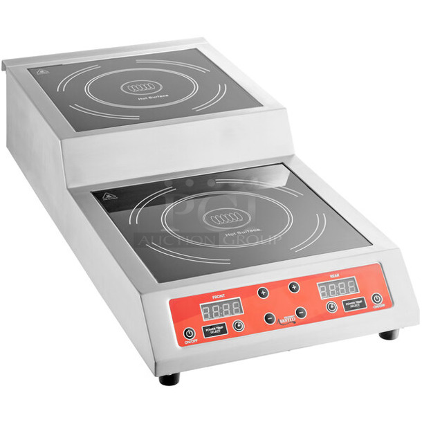 BRAND NEW SCRATCH AND DENT! 2023 Avantco 177IC35SU Stainless Steel Commercial Countertop Electric Powered 2 Burner Induction Range. 208-240 Volts, 1 Phase. Tested and Working!