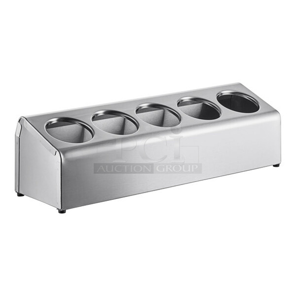 BRAND NEW SCRATCH AND DENT! Steril-Sil LTC-5 799LTC5S In-Line Countertop Stainless Steel 5-Cylinder Flatware Organizer
