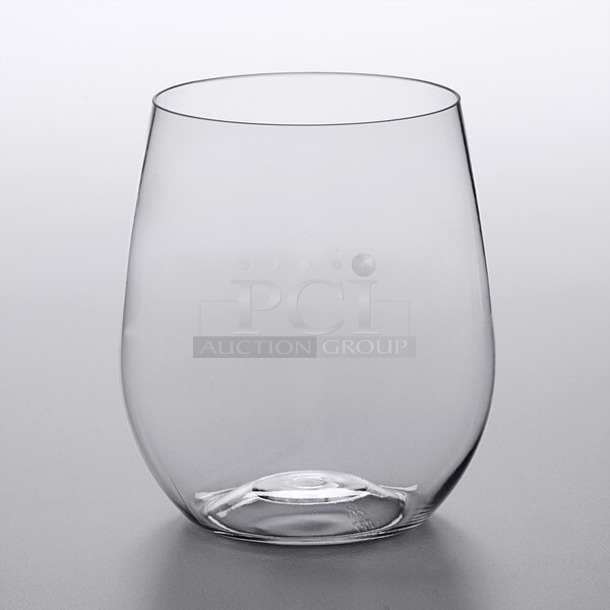 BRAND NEW IN BOX! Choice 130SLWG12C 12 oz. Light Weight Clear Plastic Stemless Wine Glass - 64/Case. 