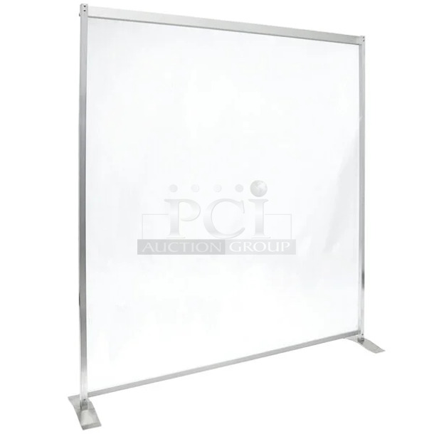 BRAND NEW SCRATCH AND DENT! American Metalcraft RPC72 72" x 72" Clear PVC Freestanding Partition - Image 1 of 2