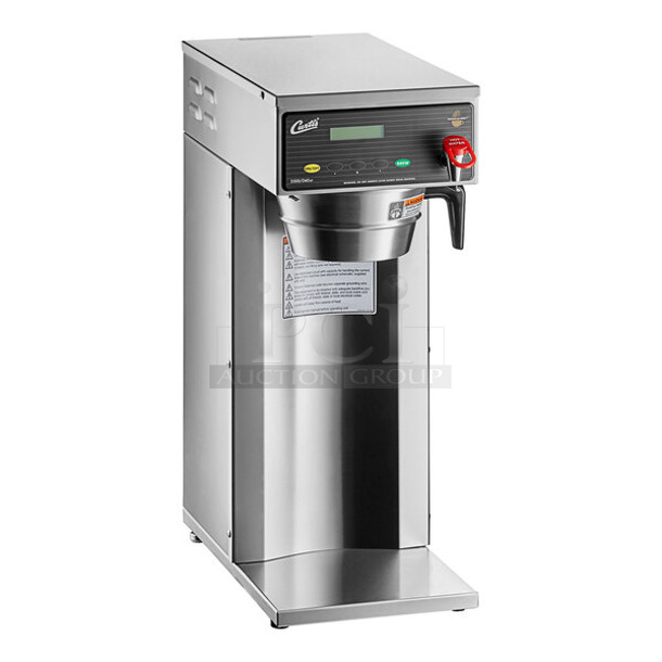 BRAND NEW SCRATCH AND DENT! Curtis 945D5GT12 Stainless Steel Countertop Automatic Airpot Coffee Brewer with Digital Controls, Hot Water Dispenser and Metal Brew Basket. 120 Volts, 1 Phase - Item #1114068