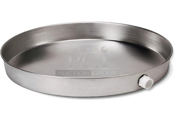 BRAND NEW SCRATCH AND DENT! Everflow AWHP22 Aluminum Water Heater Drain Pan with 1 in. - 1-1/2 in. PVC Fitting, 22 in. Diameter Chrome - Image 1 of 5