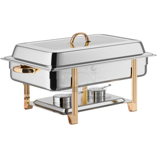 4 BRAND NEW SCRATCH AND DENT! Choice 92246320 Deluxe 8 Qt. Full Size Gold Accent Chafer. 4 Times Your Bid!