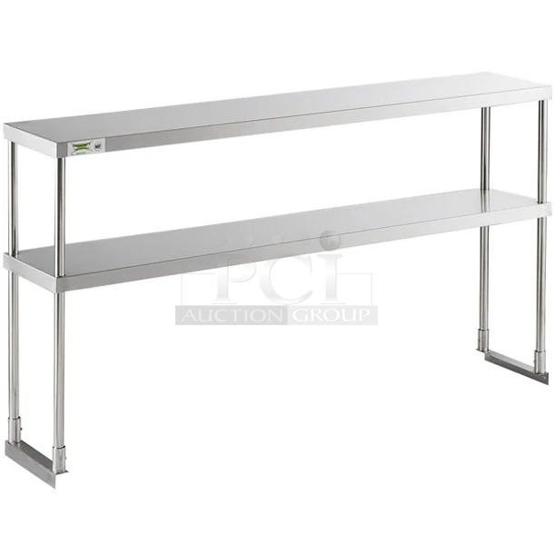 BRAND NEW SCRATCH AND DENT! Avantco 178SSDOS6012 Stainless Steel Double Deck Overshelf - 12" x 60". May Be Missing Pieces.  - Image 1 of 3