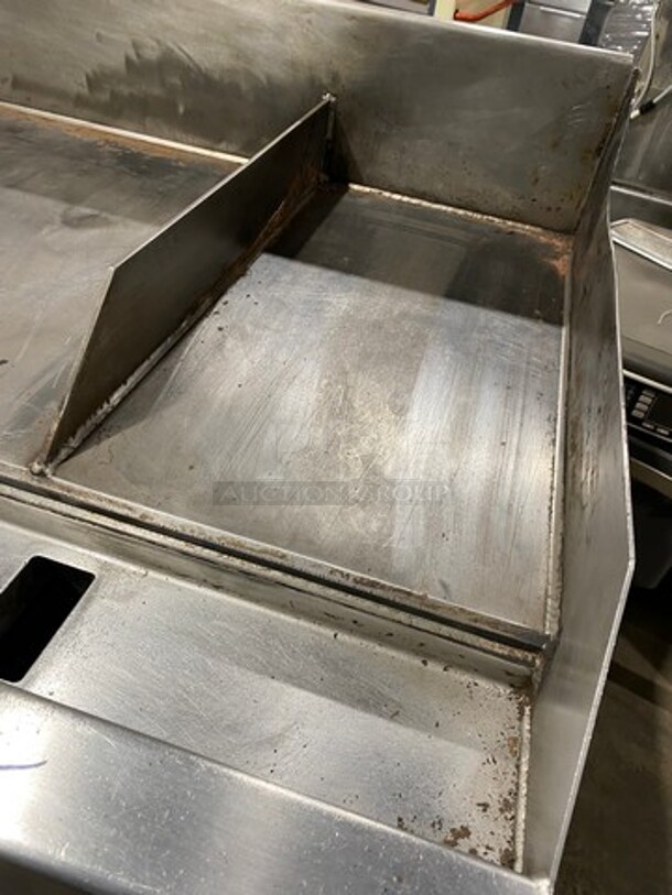 Woodstone Commercial Natural Gas Powered Flat Griddle! With Split Top! With Back & Side Splashes! On Equipment Stand! With Storage Space Underneath! All Stainless Steel! On Casters! - Image 8 of 10