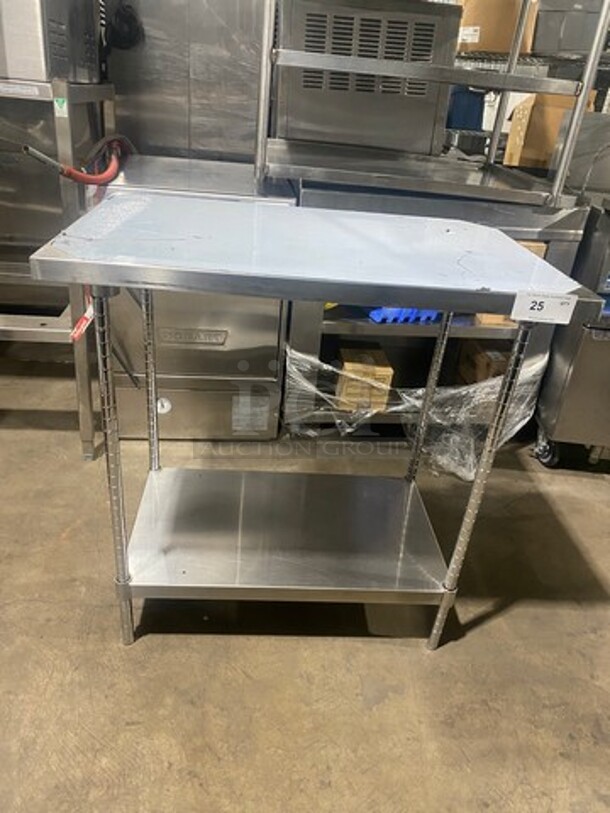 Solid Stainless Steel Work Top/ Prep Table! With Storage Space Underneath! On Legs! - Image 1 of 7