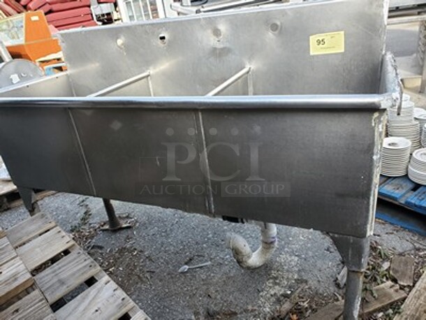 Stainless Steel Three Compartment Sink  - Image 2 of 3
