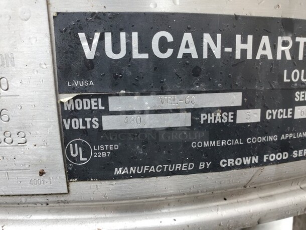 VULCAN HART VEL-60 ELECTRIC 3PH 480VOLTS STEAM KETTLE  - Image 7 of 10