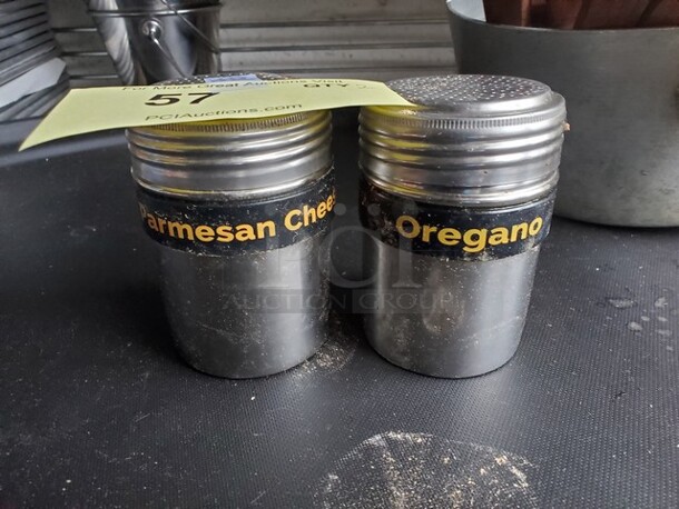 ALL ONE MONEY Lot of 2 Stainless Steel Shaker / Dredge with Handle!
 - Image 1 of 2