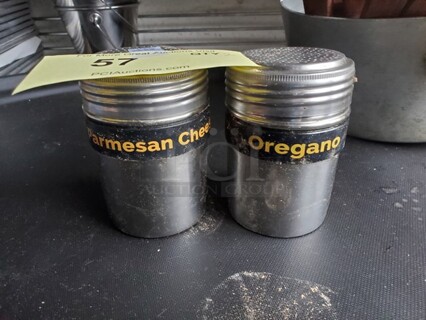 ALL ONE MONEY Lot of 2 Stainless Steel Shaker / Dredge with Handle!
