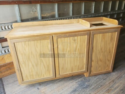 68" Food and Beverage Cabinet with Trash Receptacle, Very good shape!