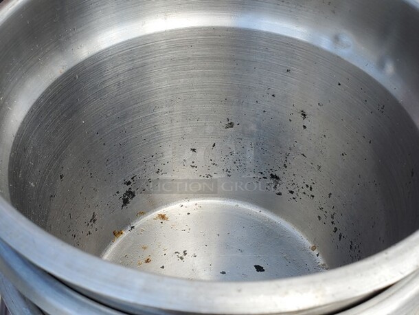 Lot of 4 Round Stainless Steel Insets *without lids* - Image 2 of 2