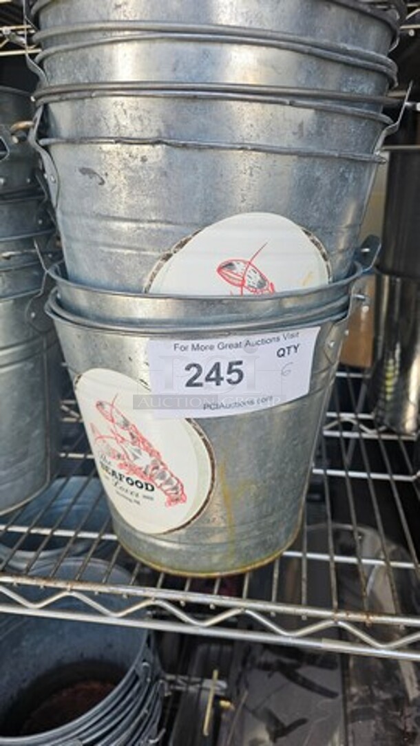 Lot of 6 Round Serving Pails - Image 1 of 3