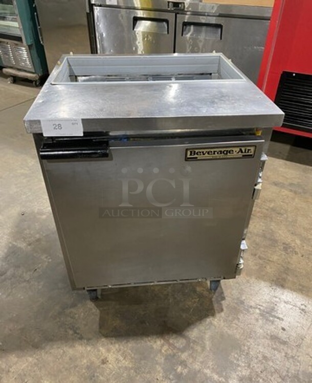 Beverage Air Commercial Refrigerated Sandwich Prep Table! With Single Door Underneath Storage Space! All Stainless Steel! On Legs! Model: SUR27 SN: 4405618 115V 60HZ 1 Phase - Image 1 of 8