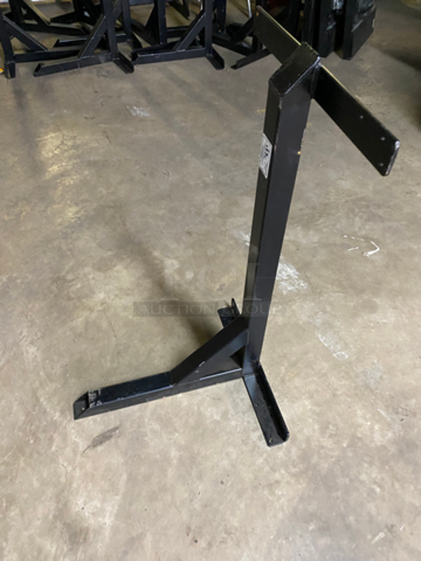 NEW! Wooden Pattern Curved Tables! With Black Metal Table Bracket! 4x Your Bid! - Image 5 of 8