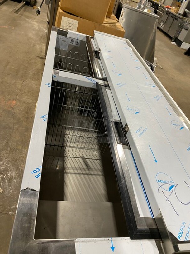 NEW Scratch And Dent Asber Stainless Steel Commercial 2 Door Slide Top Bottle Cooler! MODEL ADBC65HC 115 Volts 1 PH  - Image 5 of 8