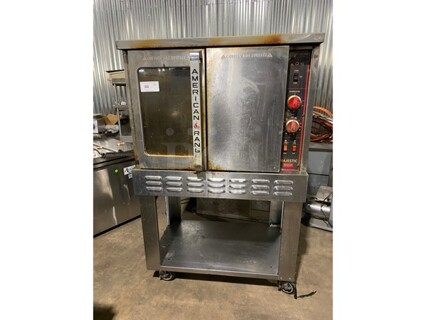 American Range MSD-2-GL Majestic Stainless Steel Commercial  Natural Gas Powered Full Size Convection Oven w/ View Through Door, Solid Door, Metal Oven Racks and Thermostatic Controls on Commercial Casters! Working When Removed!