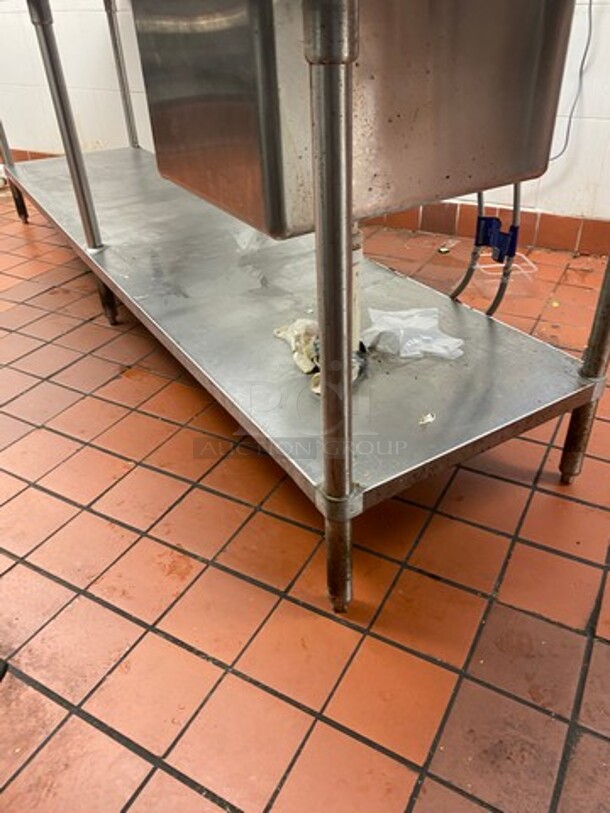 Solid Stainless Steel Work Top/ Prep Table! With Built In Hand Sink! With Faucet And Handles! With Back Splash! With Storage Space Underneath! On Legs! - Image 7 of 8