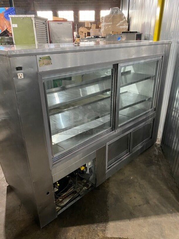 Leader Commercial Refrigerated Merchandiser With Slanted Front Glass! With Sliding Rear Access Doors! All Stainless Steel Body!  - Image 3 of 9