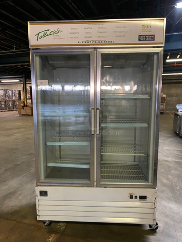 Commercial 2 Door Freezer Merchandiser! With Poly Coated Racks! With View Through Doors! On Casters! Model: KCGM27FW 115V 60HZ