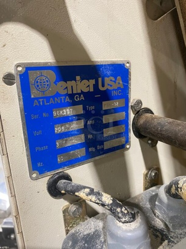 Benier Commercial Floor Style French Bread Molder! On Casters! Model: FBM92 SN: 96K357 208V 60HZ 3 Phase - Image 10 of 11