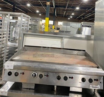 Garland Stainless Steel Commercial Countertop Natural Gas Powered Flat Top Griddle on Stainless Steel!