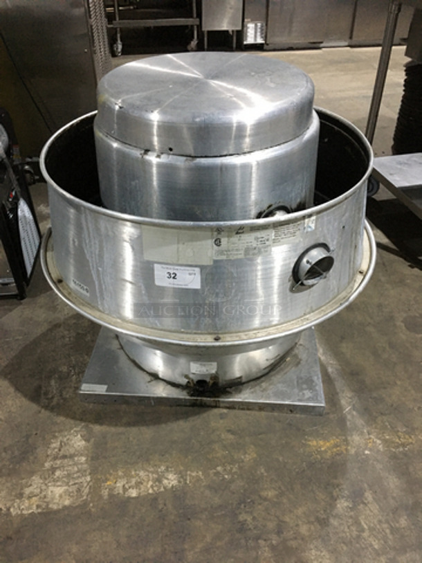 Penn Barry Roof Top Mushroom Ventilator Exhaust! All Stainless Steel! Model: FX18BFT SN: G11AL21204 - Image 1 of 7