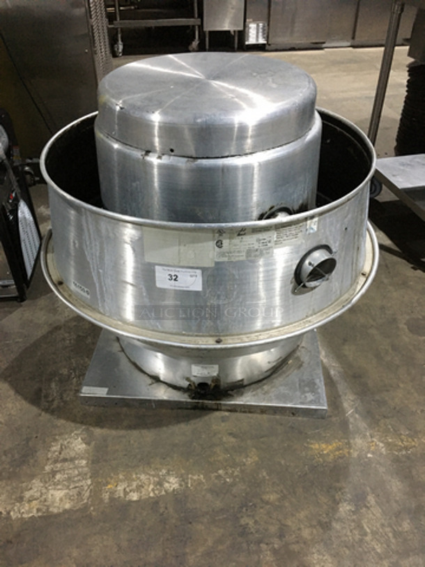 Penn Barry Roof Top Mushroom Ventilator Exhaust! All Stainless Steel! Model: FX18BFT SN: G11AL21204