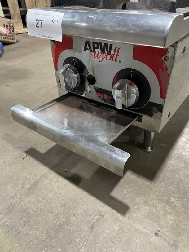 Wow! APW Wyott Commercial Natural Gas Powered Countertop 2 Burner Hot Plate Range! Stainless Steel! On Legs! - Image 7 of 10