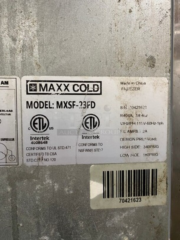 COOL! Maxx Cold Commercial Single Door Reach In Freezer! All Stainless Steel! On Casters! Model: MXSF23FD SN: 170421623 115V 60HZ 1 Phase - Image 5 of 10