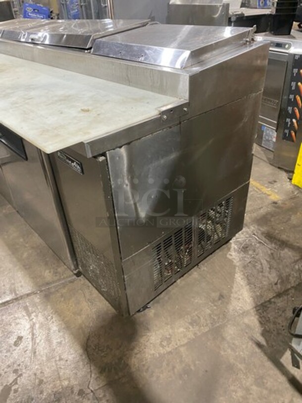 Blue Air Commercial Refrigerated Pizza Prep Table! With Commercial Cutting Board! With 3 Door Storage Space Underneath! Poly Coated Racks! All Stainless Steel! Model: BAPP93 SN: EUUBAPP930009 115V 60HZ 1 Phase - Image 2 of 11