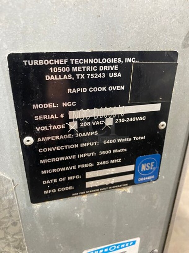 Turbo Chef Commercial Countertop Rapid Cook Oven/ Microwave Oven! All Stainless Steel! Model: NGC SN: NGCD008819 208/230/240V - Image 5 of 8