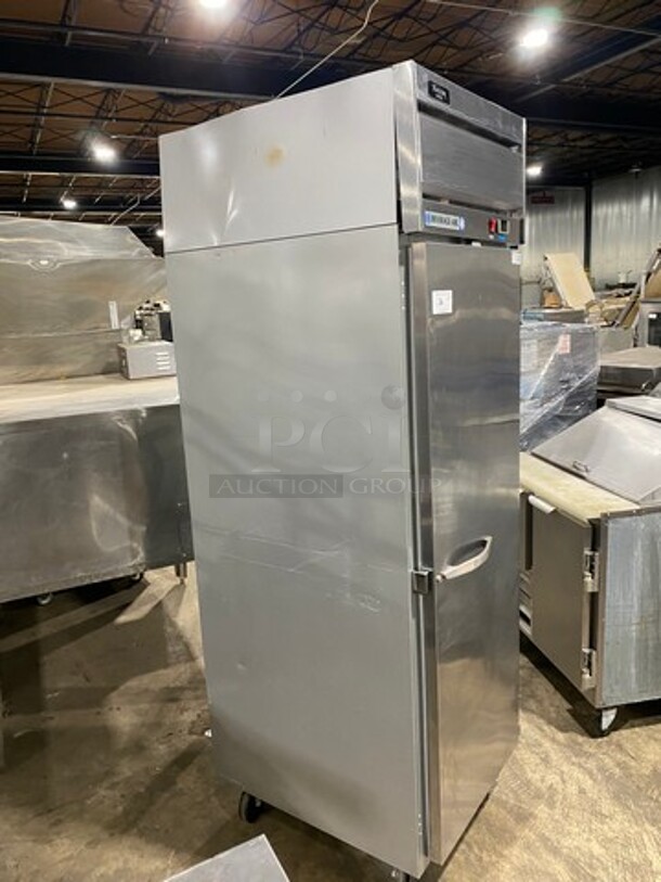 Beverage Air Commercial Single Door Reach In Freezer! With Poly Coated Racks! All Stainless Steel! On Casters! Model: HF11S SN: 12102164 115V 60HZ 1 Phase - Image 2 of 8