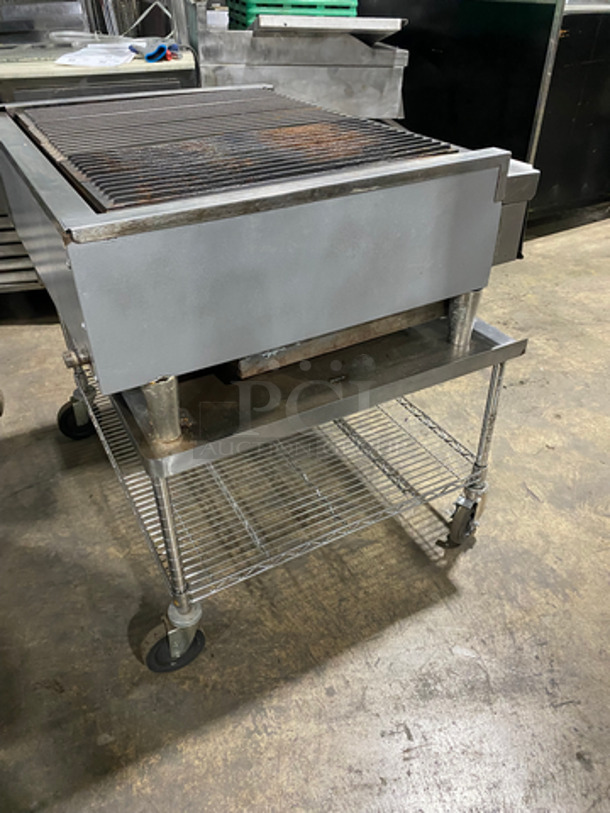 Montague Commercial Countertop Gas Powered Char Broiler Grill! On Legs! On Equipment Stand! With Storage Space Underneath! All Stainless Steel! On Casters! - Image 3 of 9