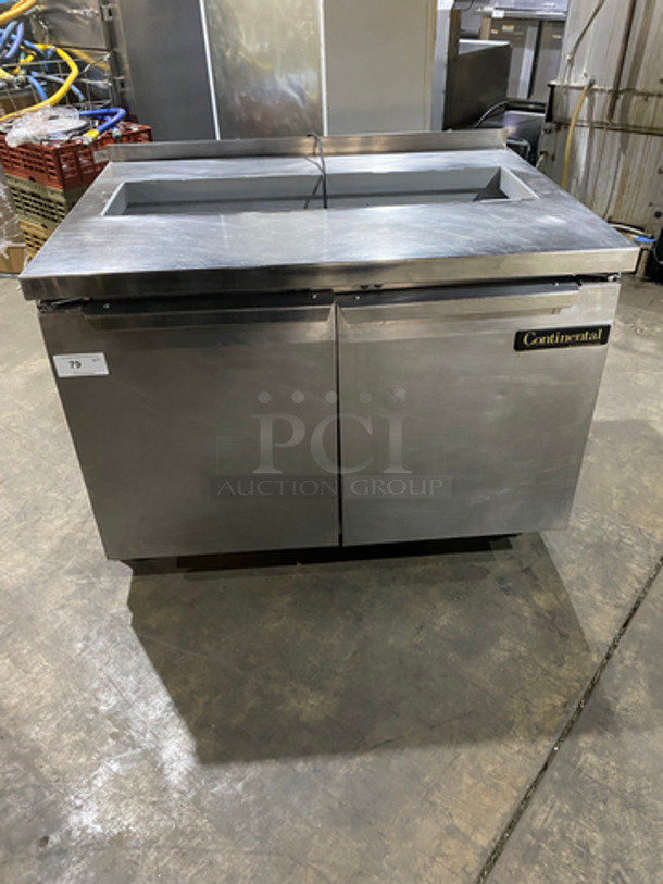 Continental Commercial Refrigerated Sandwich Prep Table! With 2 Door Underneath Storage Space! All Stainless Steel! On Casters! 115V 60HZ 1 Phase - Image 1 of 9