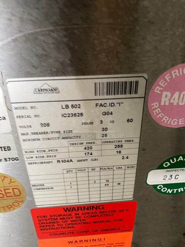 Carpigiani Stainless Steel Commercial Floor Style Batch Freezer on Commercial Casters! Working When Removed! Model LB502 SN: IC23625 208V 3PH - Image 5 of 9