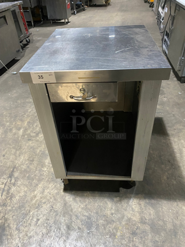 WOW! Serv-O-Lift Commercial Portable Cashier Station! All Stainless Steel! On Casters!