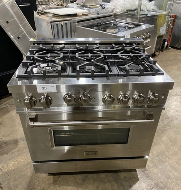 SWEET! Zline Gas Powered 6 Burner Stove! With Oven Underneath! Stainless Steel! MODEL RG36 SN: RG36GE2206022303 120V 