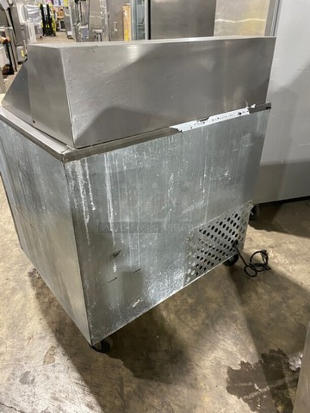 Leader Commercial Refrigerated Sandwich Prep Table! With 2 Door Underneath Storage Space! With Poly Coated Racks! With Commercial Cutting Board! All Stainless Steel! On Casters! Model: LM36 SN: PW08M1412 115V 60Hz 1 Phase - Image 4 of 10