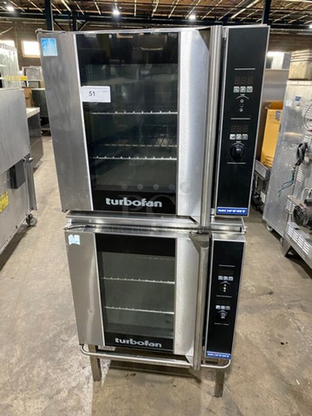 Turbo Fan Commercial Electric Powered Double Deck Convection Oven! With Metal Oven Racks! All Stainless Steel! On Legs! 2x Your Bid Makes One Unit! Model: E32D5 SN: 786331, SN: 786339 208V - Image 1 of 11