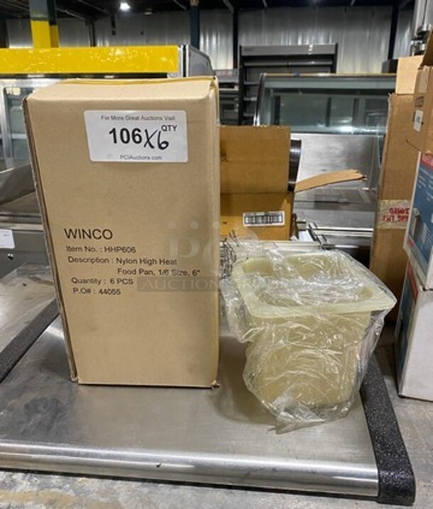 NEW! Winco Poly 1/6x6" Food Containers! 6 Containers Per Box, 1 Box Per Item Number! 6x Your Bid! - Image 1 of 2