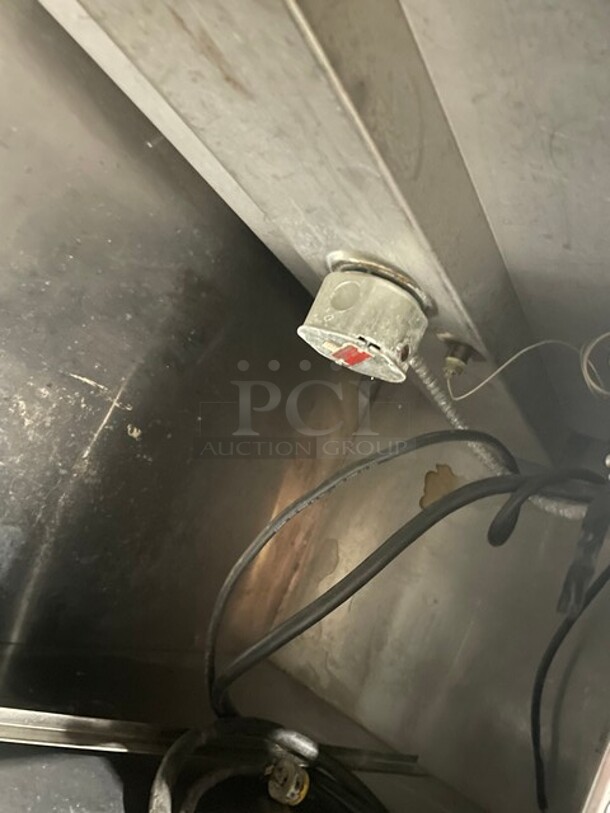 All Stainless Steel Commercial Steam Table! With 3 Overhead Heat Lamps! With Sneeze Guard! With Underneath Storage Space! On Casters! - Image 8 of 9