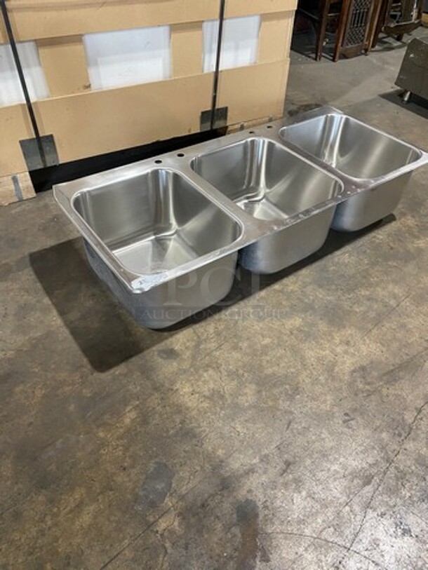 Commercial 3 Compartment Dish Washing Drop In Sink! All Stainless Steel! - Image 5 of 6
