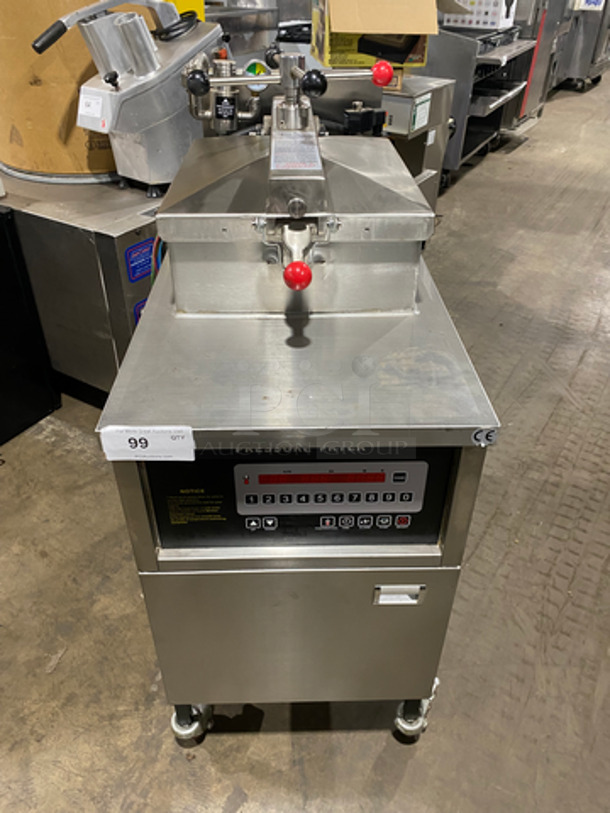 LATE MODEL! 2019 Shineho Equipment Electric Powered Pressure Fryer! With Metal Fryer Basket! All Stainless Steel! On Casters! Model: P007 50HZ