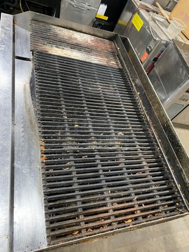LATE MODEL! Bakers Pride Commercial Natural Gas Powered Char Broiler Grill! On Equipment Stand! With Storage Space Underneath! All Stainless Steel! On Casters! WORKING WHEN REMOVED! - Image 5 of 8