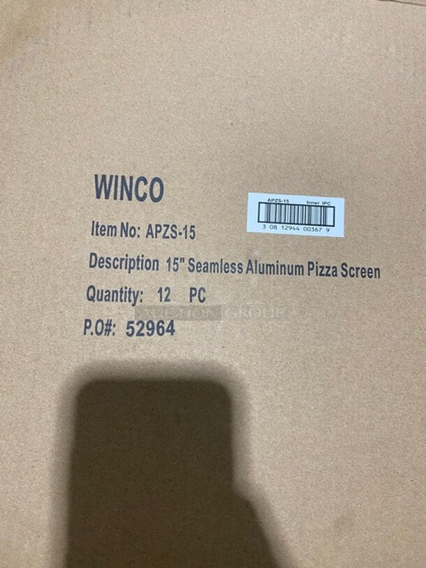 NEW IN BOX! Winco Winware 15-Inch Seamless Aluminum Pizza Screen! MODEL APZS15 - Image 2 of 6