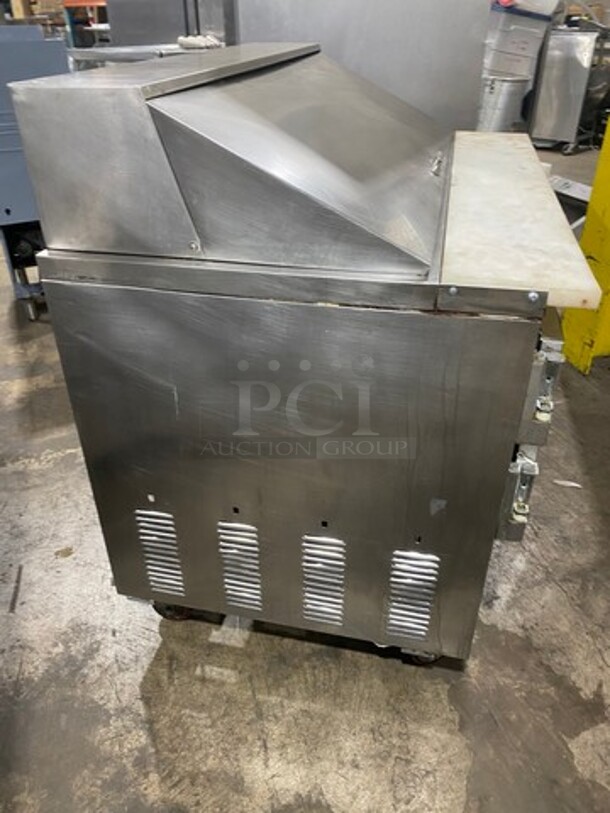 LATE MODEL! 2018 Leader Commercial Refrigerated Mega Top Sandwich Prep Table! With Commercial Cutting Board! With 2 Door Storage Space Underneath! All Stainless Steel! On Casters! Model: LM48S/C SN: GB02M1312B 115V 60HZ 1 Phase - Image 4 of 11