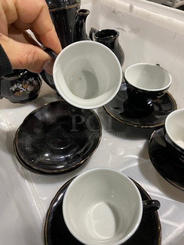 CUTE! ALL ONE MONEY! Complete Tea Set! Includes, Tea Pot With Lid, Sugar Bowl With Lid, Creamer Pitcher, 4 Teacups With Saucers! - Image 7 of 12