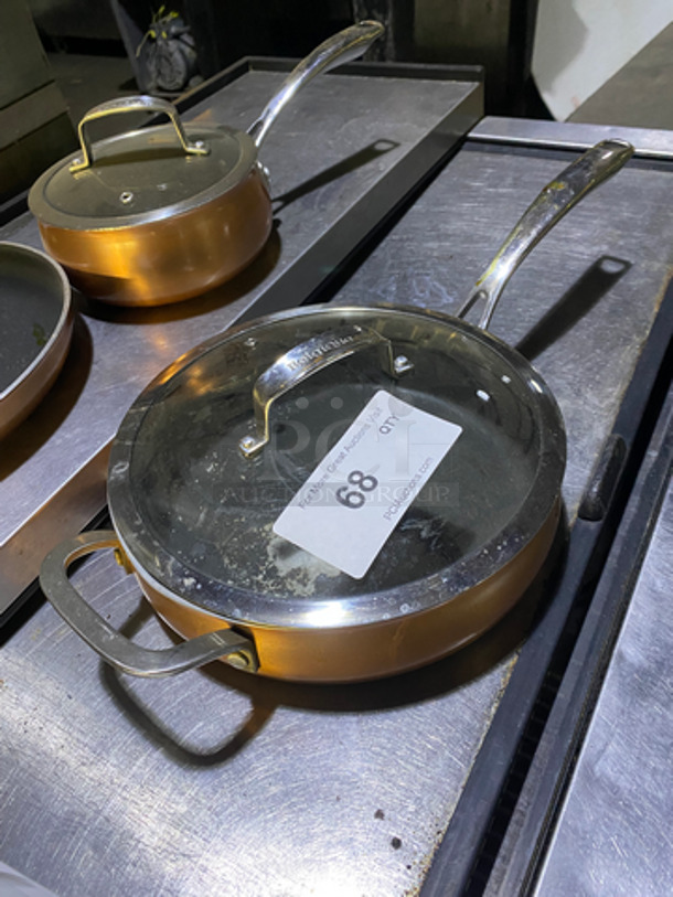 Belgique 3 Piece Cookware! 2 Sauté Pans And Frying Pan! In Copper! 3x Your Bid!