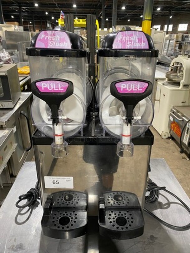 Icetro Commercial Countertop 2 Flavor Slushie/ Frozen Beverage Dispenser! Stainless Steel body! On Small Legs! Model: SSM52 115V - Image 1 of 10